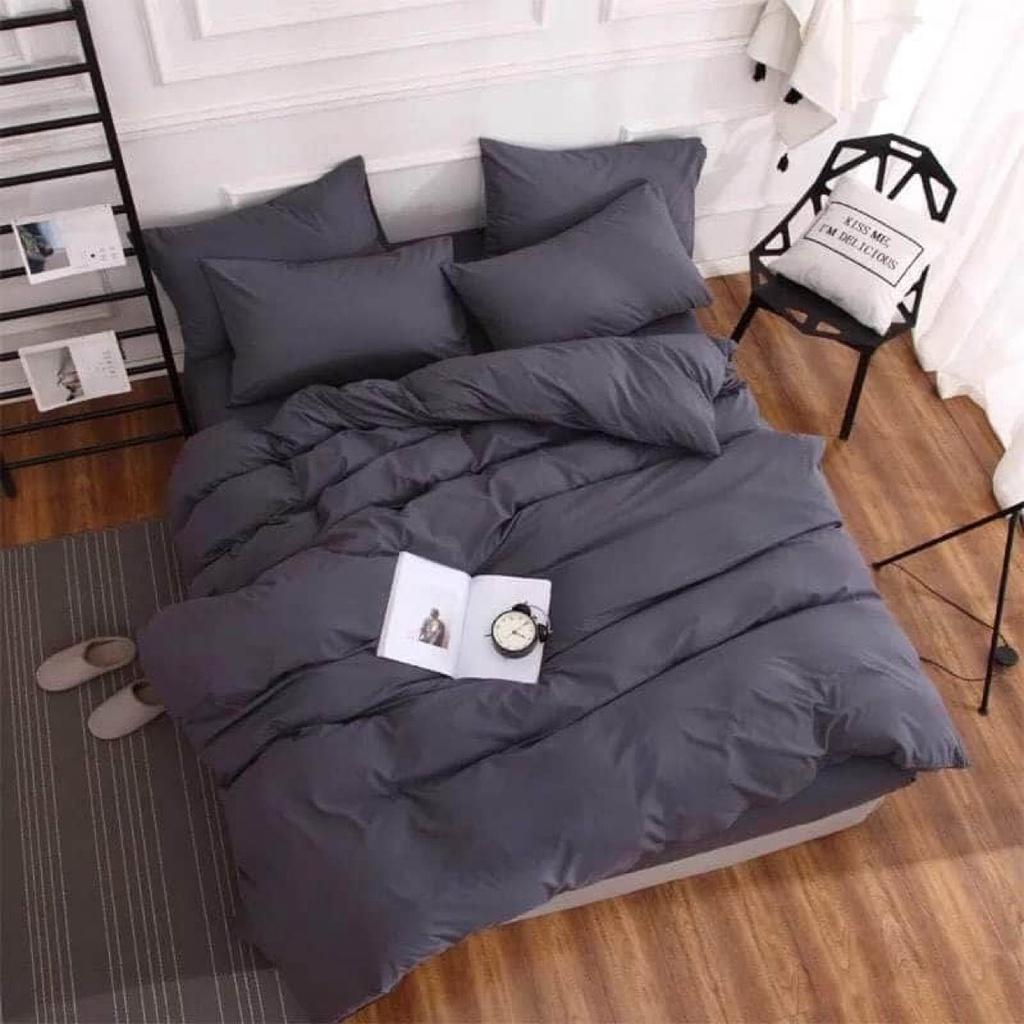 Bộ chăn ga gối cotton poly màu trơn - chăn mền, drap giường, vỏ gối - ga giường đủ size