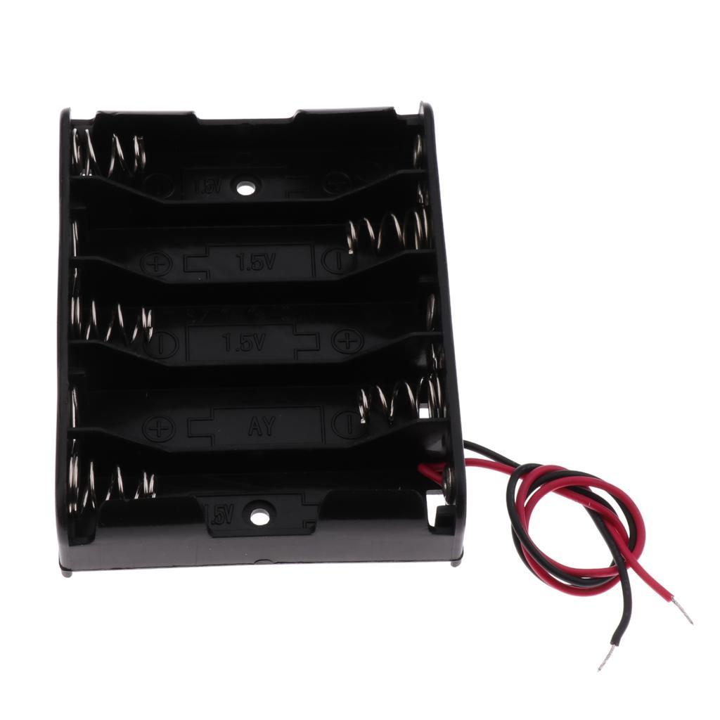 5Piece AA Battery Holder Storage Cases Protective Black