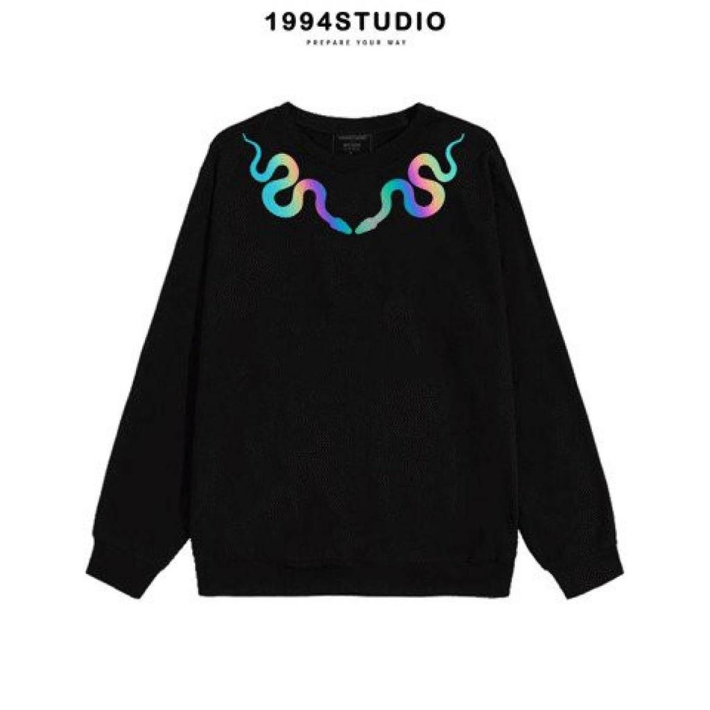 Áo Sweater Tay Dài Hình Rắn Phản Quang 7 màu Unisex Form Rộng