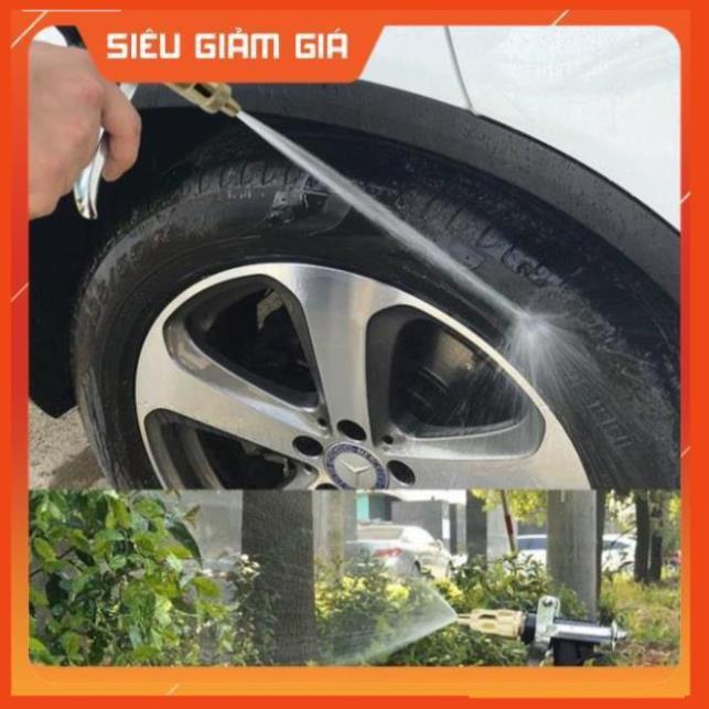Bộ dây vòi xịt nước rửa xe, tưới cây . tăng áp 3 lần, loại 15m 206236 đầu đồng, cút,nối đen