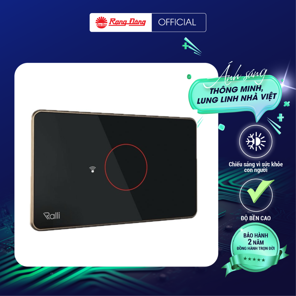 Công tắc thông minh wifi Rạng Đông chữ nhật 1,2,3,4 nút CTCU.WF CN.01T.2W.SP cảm ứng điều khiển từ xa -Hàng chính hãng
