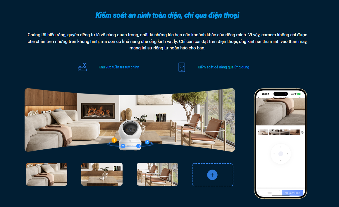 Camera wifi trong nhà EZVIZ H6C G1 4K Sắc nét, AI nhận diện người, thú cưng - hàng chính hãng