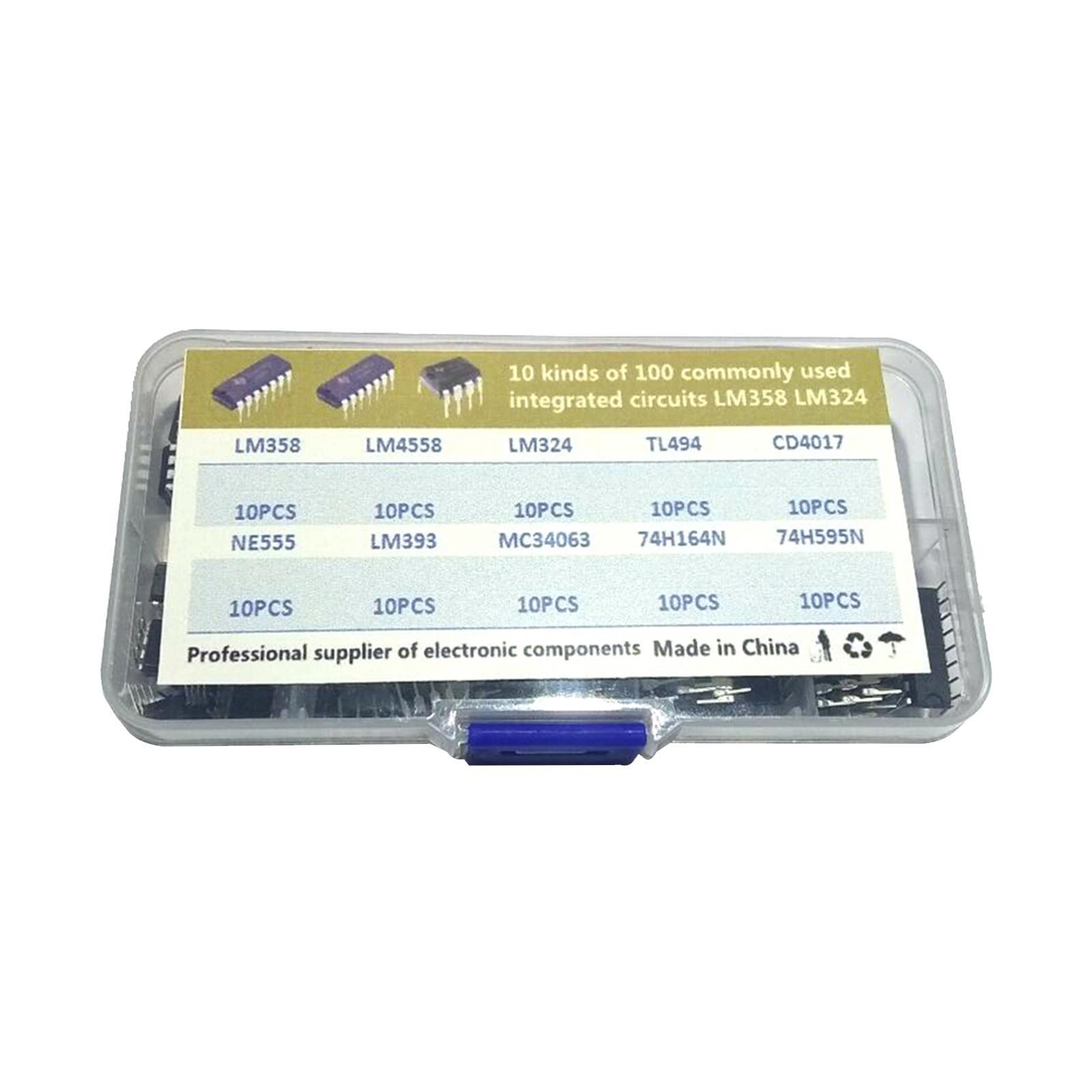 100Pcs 10 Values IC Assortment Kit Easy to Storage Practical Accessories