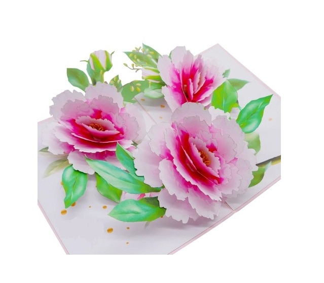 Thiệp 3D Hoa Mẫu Đơn Hồng Thanh Lịch – Thiệp Pop Up Cao Cấp, Tặng Sinh Nhật, Kỷ Niệm, 8/3, 20/10, Lễ Tình Nhân, F41