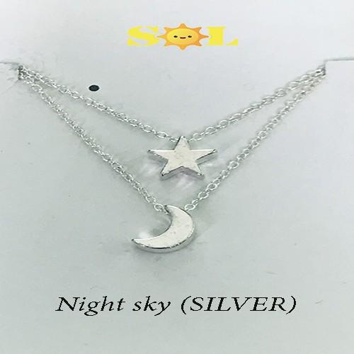 Dây chuyền nữ mặt trăng ngôi sao bạc - mua 2 tặng 1