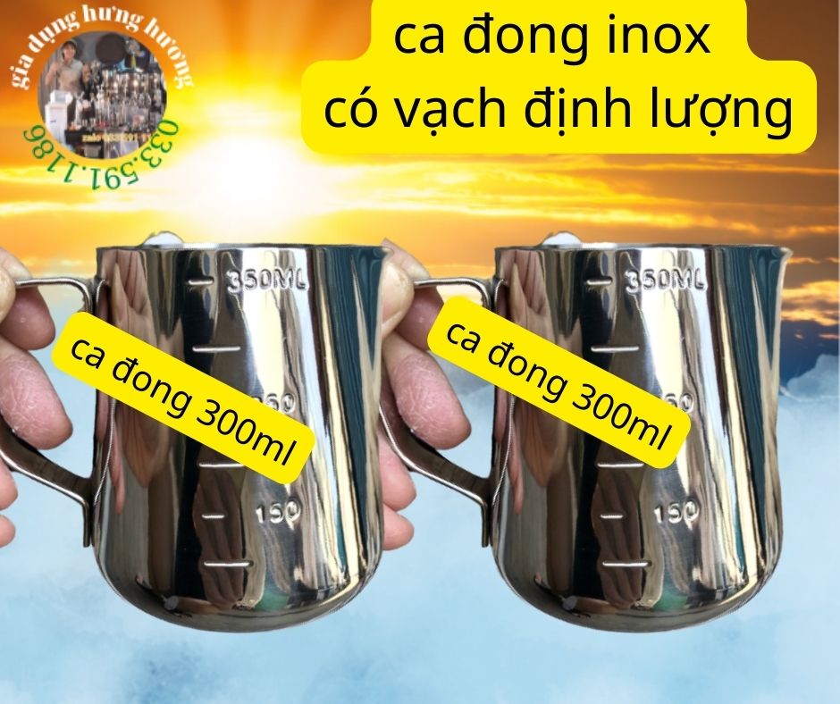 Ca đánh sữa inox (có chia vạch) 350ml, 550ml, 900ml