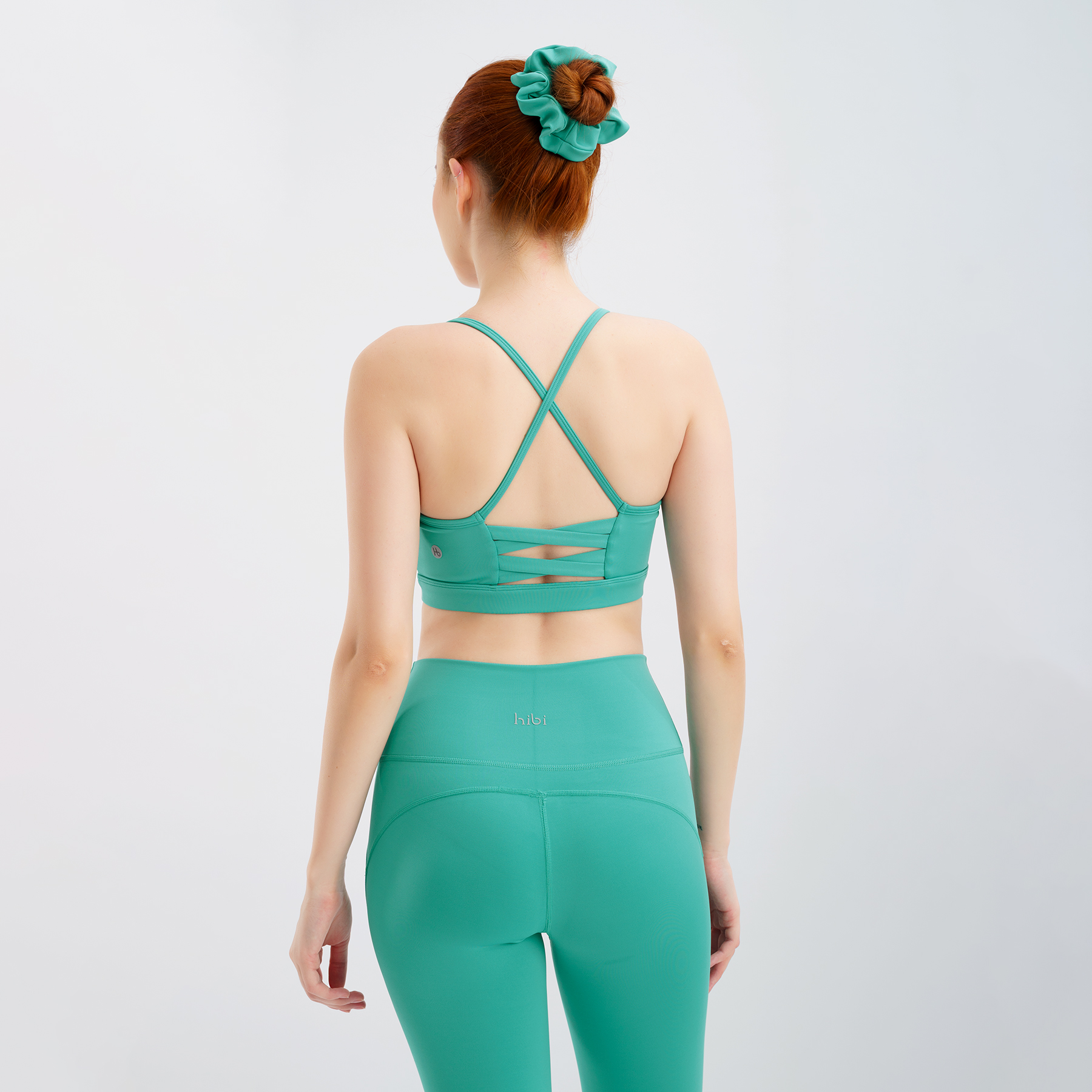 Set đồ tập yoga gym Luxury H140 đan hai nơ bản to, màu Xanh kèm mút ngực, chất vải cao cấp Lu Fabric