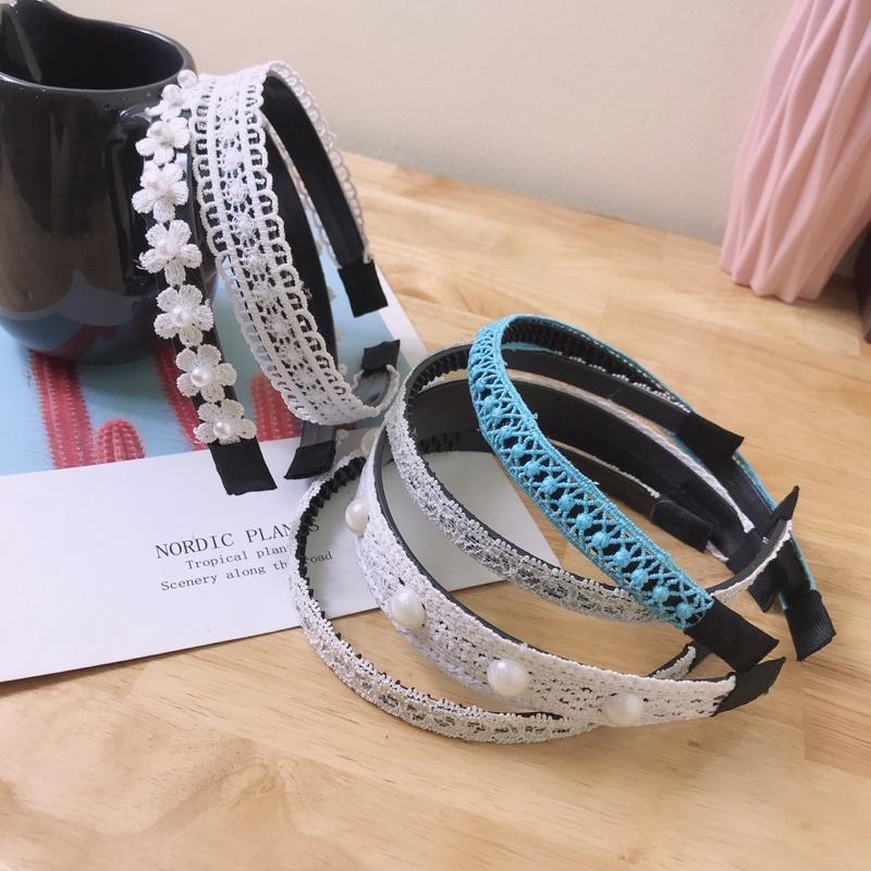 Băng Đô Cài Tóc Thêu Ren Hoa Phong Cách Nhật Hàn Dễ Thương Thời Trang Cho Nữ