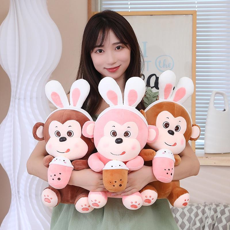 Gấu Bông Khỉ Ôm Bình Sữa Dễ Thương, Khỉ Bông Cute Làm Qùa Tặng Cao Cấp