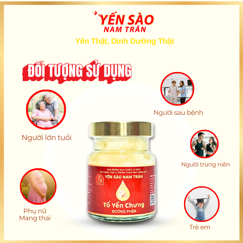 [Set 10 lọ Không hộp] Yến chưng Đường phèn 7 gram Tổ Yến Tươi- Yến Sào Nam Trân. Lọ 70 ml