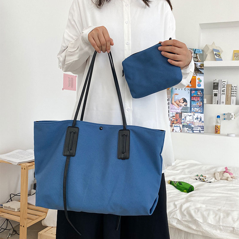 Combo Túi Xách Nữ Kèm Túi Nhỏ, Túi Vải Canvas Cỡ Lớn Đựng Nhiều Đồ, Túi Tote Đeo Vai Phong Cách Hàn Quốc Cỡ Lớn - OTV115 - Ope Store