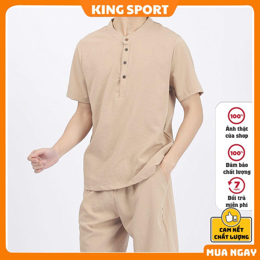 Áo đũi nam tay ngắn cổ tàu vải đũi thái mềm mịn thoáng mát cao cấp thơi trang hàn quốc đẹp BIBINO
