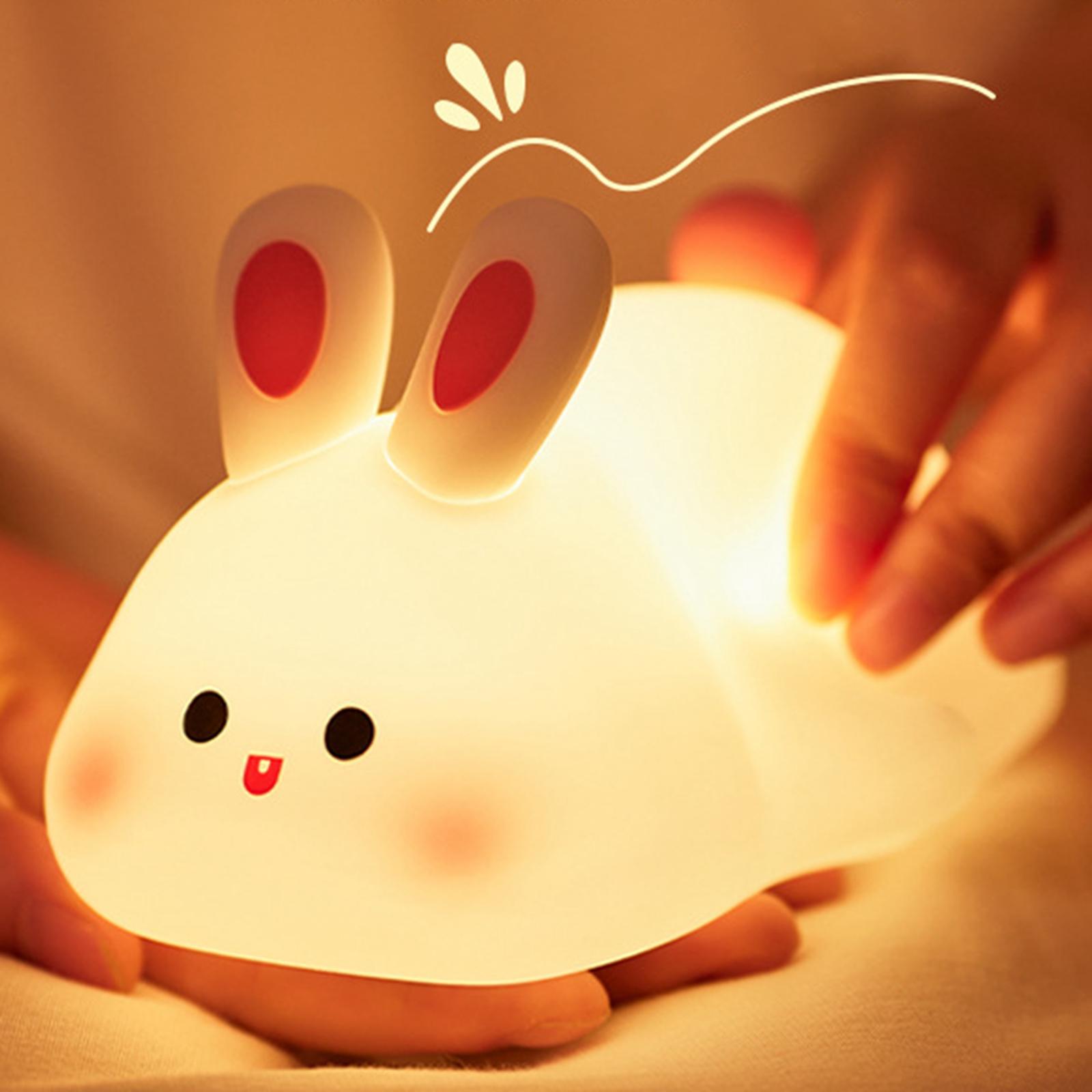 Rabbit Night Light Kids LED USB Bunny Bedside Lamp for Sleeping Bedroom Home