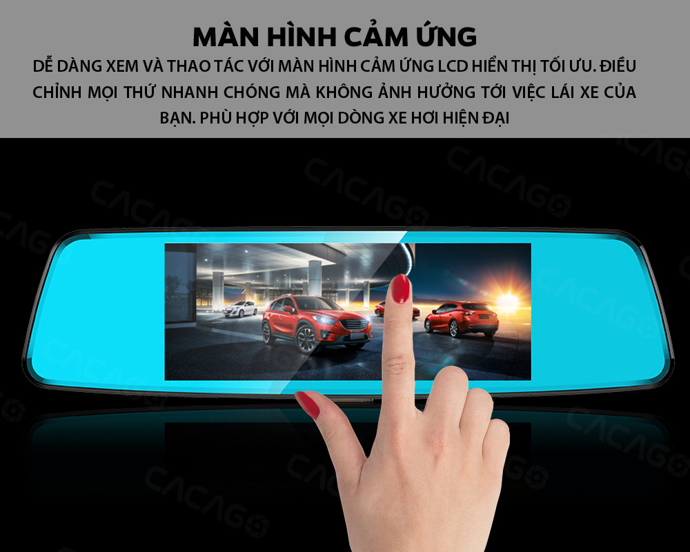 Camera Hành trình ô tô Anytek T77 Full HD (1920*1080P) - Cam gương, màn hình 7 inch cảm ứng, Quay 2 mắt trước sau