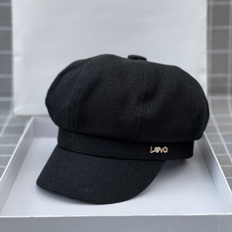 Kim Cương Tình Yêu Thời Trang Hình Bát Giác Nón Nữ Hàn Quốc Họa Sĩ Mũ Bé Gái Vải Lanh Cotton Newsboy Size Lớn Mũ Nồi 54Cm 56Cm 57.5Cm 59Cm 61Cm