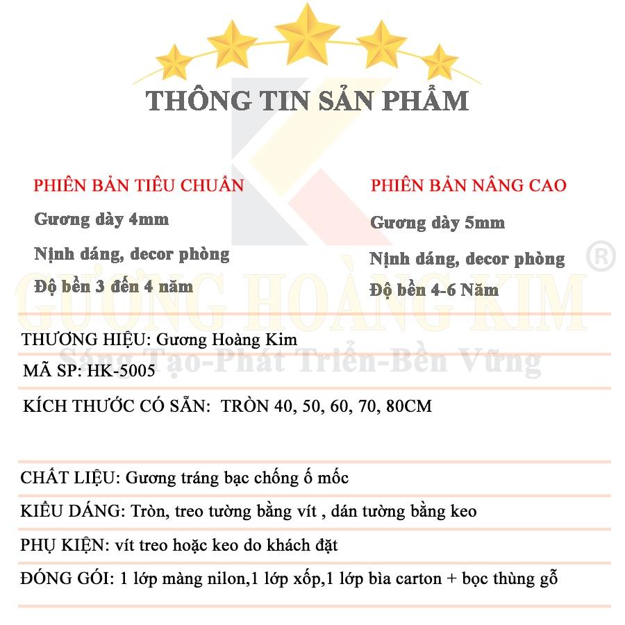 Gương dán tường treo tường tròn nhà tắm phòng wc không viền giá rẻ kích thước tròn 40, 50,60cm guonghoangkim HK5005