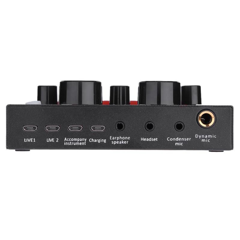 V8 Sound Card Mixer Audio Interface External Streaming USB Headset Microphone Broadcast Sound Card Mixer For Computer PC
