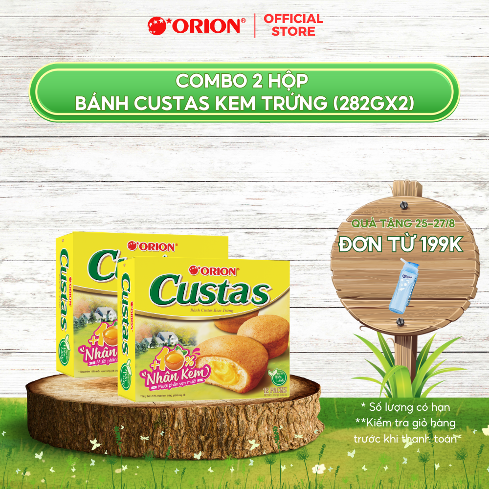 Combo 2 Hộp Bánh CUSTAS Nhân Kem BƠ TRỨNG