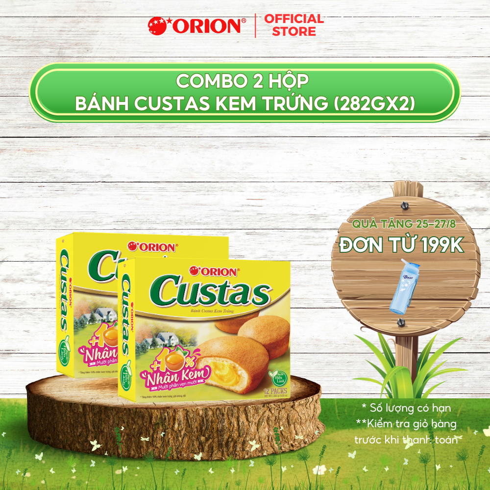 Combo 2 Hộp Bánh CUSTAS Nhân Kem BƠ TRỨNG (282g/hộp)