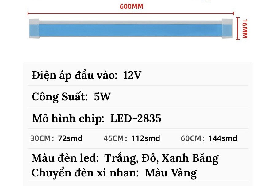 Bộ 2 dây LED mí tích hợp xi nhan chạy đuổi đèn daylight dán đèn xi nhan nháy đuổi 60cm Silicon chống nước - Xang Băng chuyển Vàng