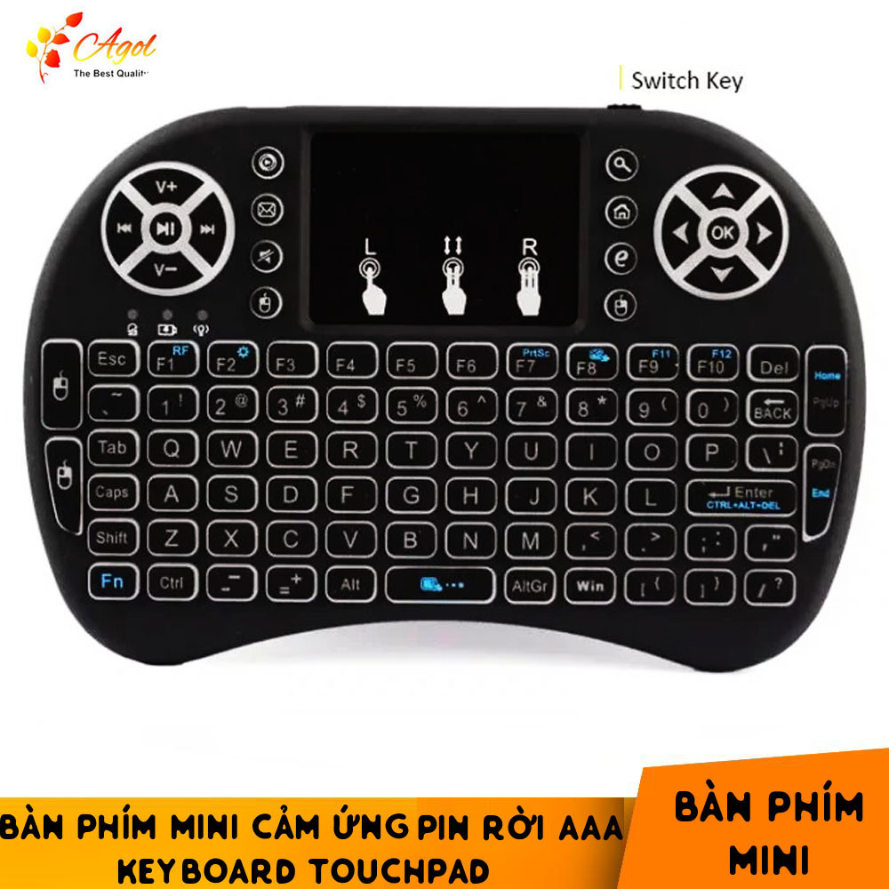 Bàn phím mini dùng pin rời chống chai pin đa năng có touchpad Mini Keyboard - Hàng nhập khẩu