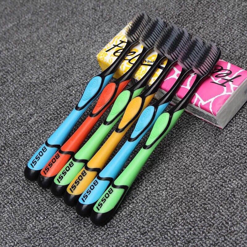 Hộp 30 Chiếc Bàn Chải Đánh Răng Than Tre Hoạt Tính Hàn Quốc Lông Bàn Chải Siêu Mềm