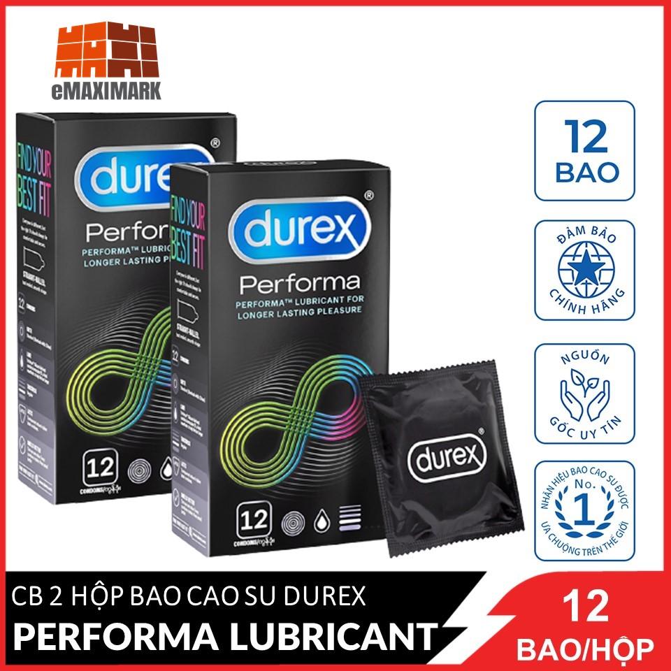 Combo 2 hộp Bao cao su Durex Performa (Đen) Hộp 12 cáiX2