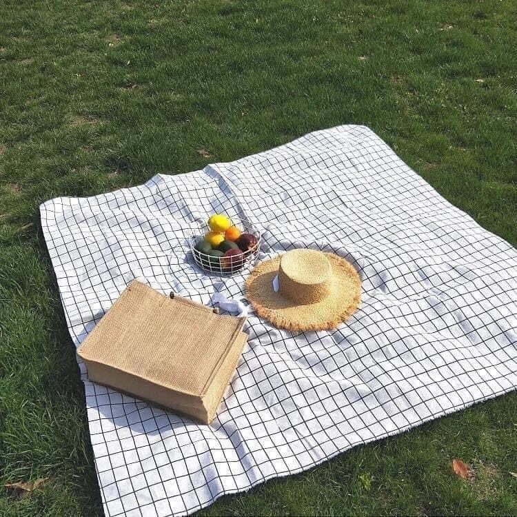 Thảm trải picnic dã ngoại giá rẻ vải hoạ tiết caro nhiều màu, Khăn trải bàn, phông nền chụp ảnh phong cách Hàn Quốc