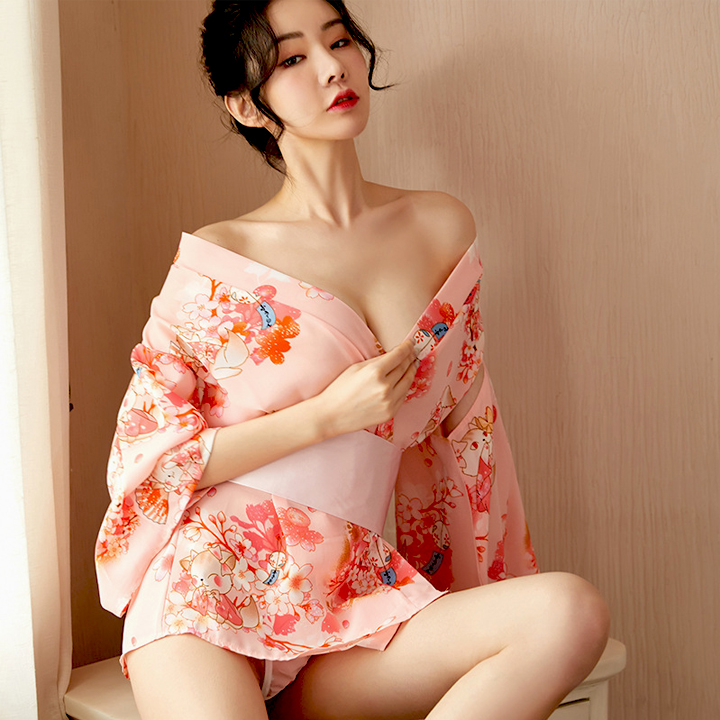 Váy ngủ kimono phong cách nhật bản kèm quần chip lọt khe sexy Q152 - Đầm ngủ kimono nhật bản gợi cảm - Váy ngủ