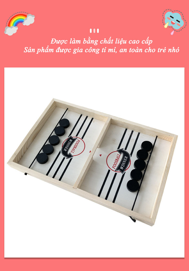 Đồ Chơi Gỗ, Bộ Cờ Búng Foosball Winner, Sling Puck Đồ Chơi Vận Động Cho Bé BABYBOSS - Tặng Kèm 1 Tranh Ghép Bằng Gỗ