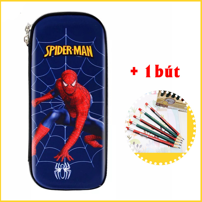 Hộp Bút Dành Cho Bé Trai Và Bé Gái In Nhân Vật Hoạt Hình Công Chúa Siêu Nhân Người Nhện Pony Hồng Thor E86