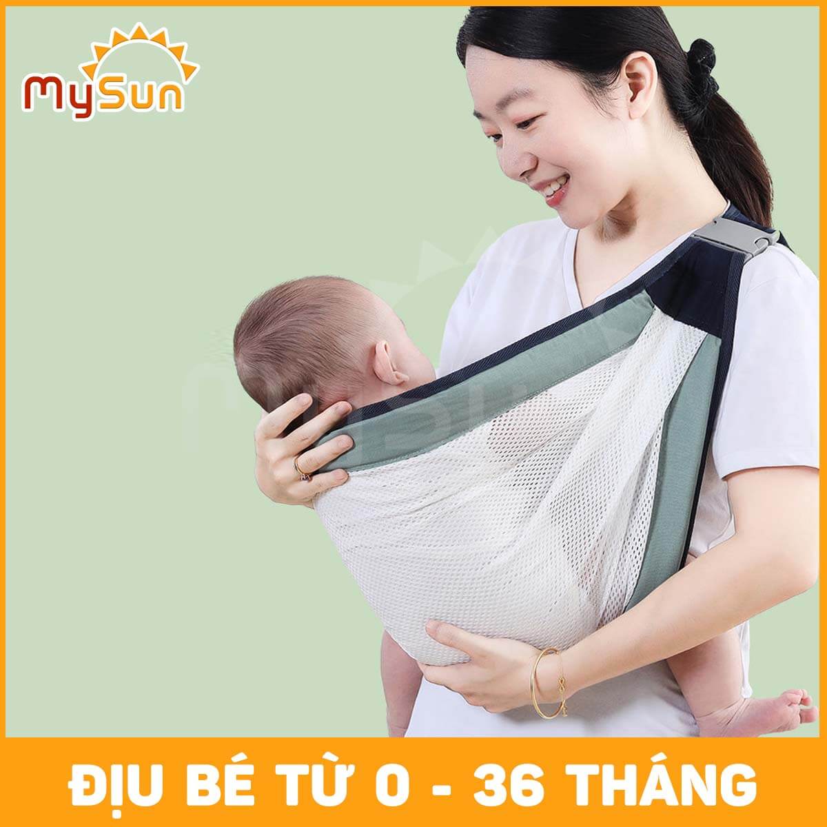 Đai địu bằng vải lưới giá rẻ cho em bé điệu trẻ sơ sinh bế nằm ngang MySun