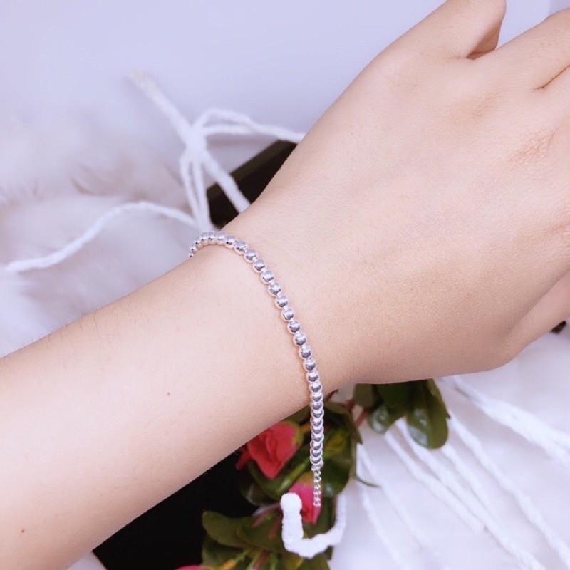 Lắc tay nữ bạc ta- lắc tay bi tròn 3 ly có bảo hành
