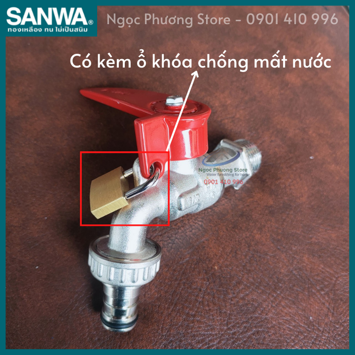 [SANWA THÁI LAN] Vòi vườn, vòi hồ, vòi nước có chìa khóa SANWA, 100% nhập khẩu, Phi 21mm CKT15L