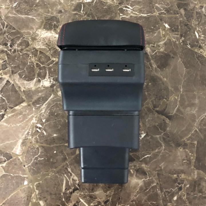 Hộp tỳ tay ô tô cao cấp Mazda 2 tích hợp 6 cổng USB EXPD-MZDA, chất liệu nhựa ABS và da PU cao cấp