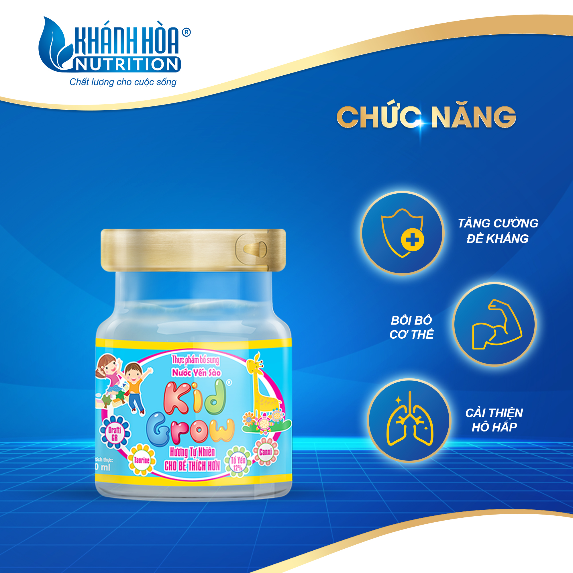 Nước yến sào 12% Tổ Yến KIDGROW hương tự nhiên Khánh Hòa Nutrition - Lọ 70ml x 3 lọ