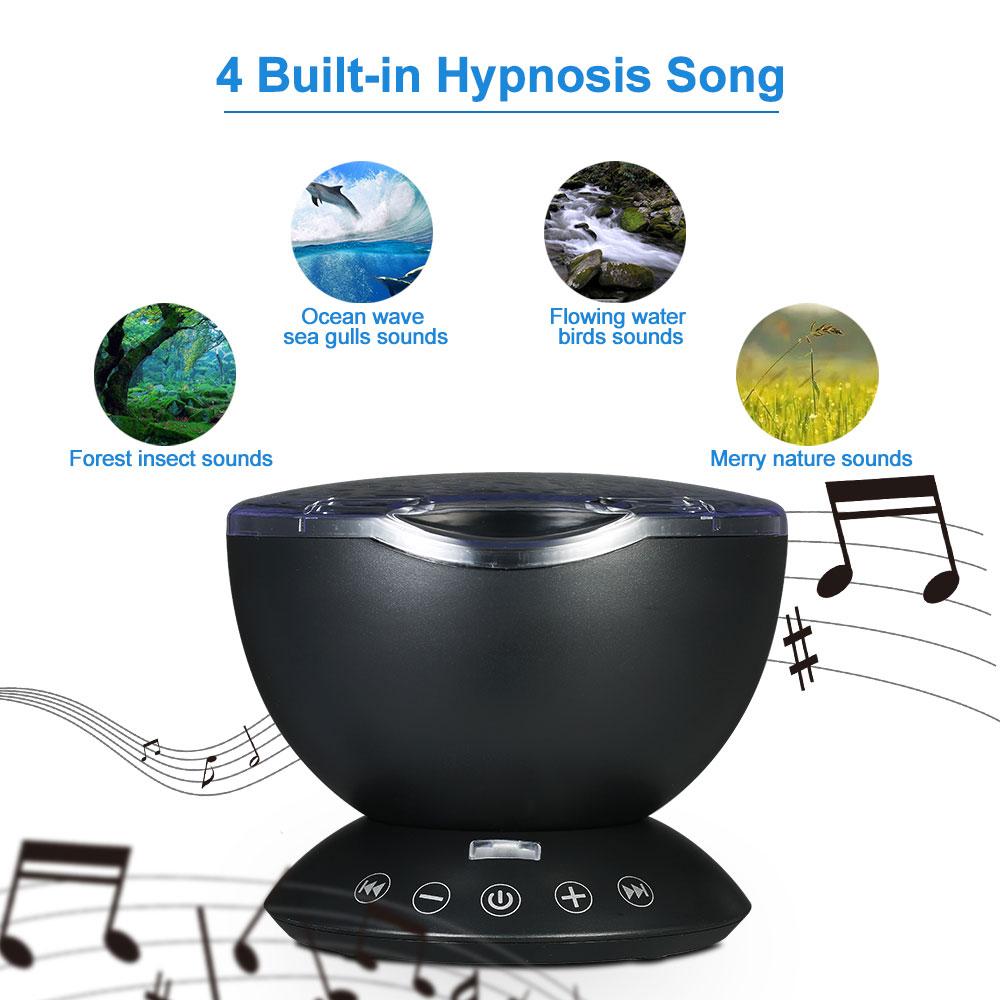 Đèn LED điều khiển từ xa chiếu hình sóng biển với 12 bóng và 7 màu có nhạc