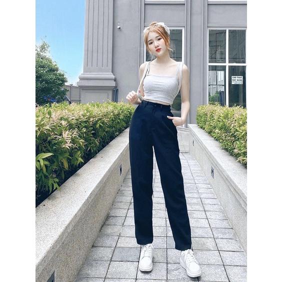 Quần tây nữ lưng cao dáng baggy đi học