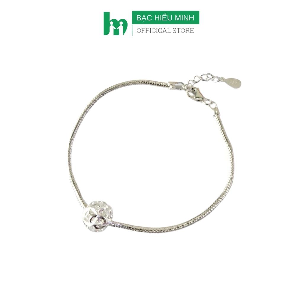 Vòng Tay Lắc Tay Nữ Bạc 925 Lắc Mỳ Mix Bi Tròn LTU561 BẠC HIỂU MINH