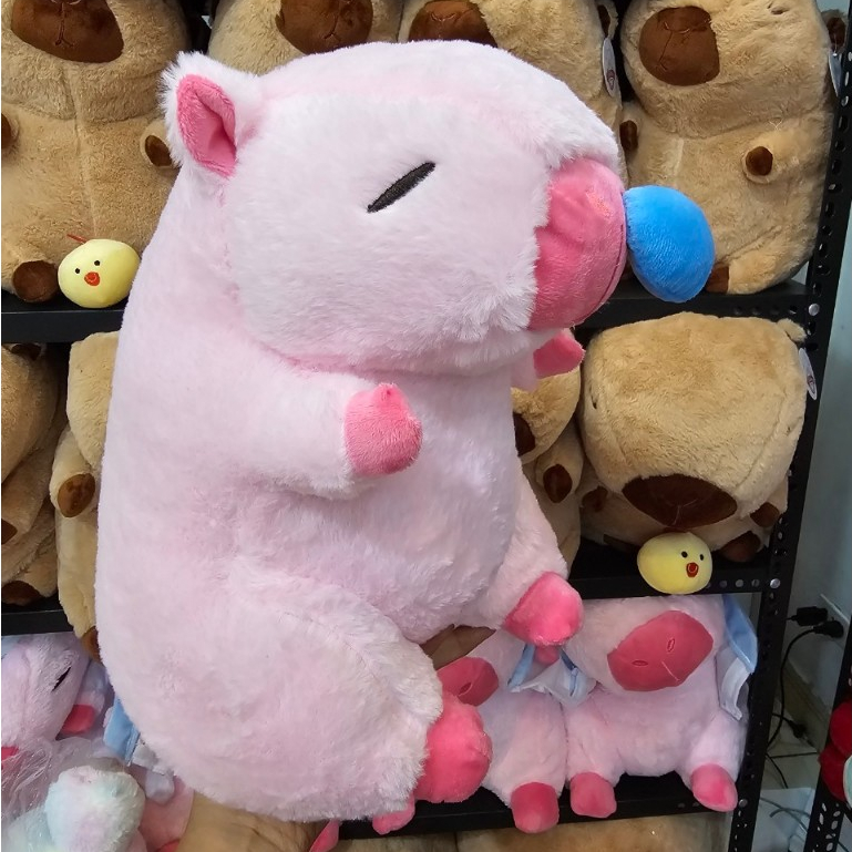Thú nhồi bông capybara hồng chảy nước mũi đáng yêu - Size từ 35cm đến 45cm - Móc khoá gấu bông Capybara