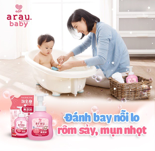 Combo 2 Sữa Tắm Cho Em Bé Arau Baby Bình 450ml + 2 Túi 400ml - N