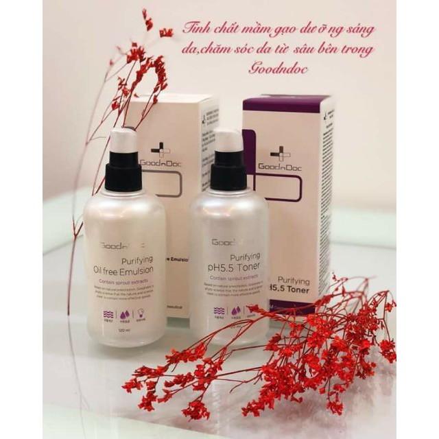Nước hoa hồng, Toner dưỡng trắng, mờ thâm nám, chống lão hóa, dưỡng ẩm làm sạch da GoodnDoc Purifying pH 5.5