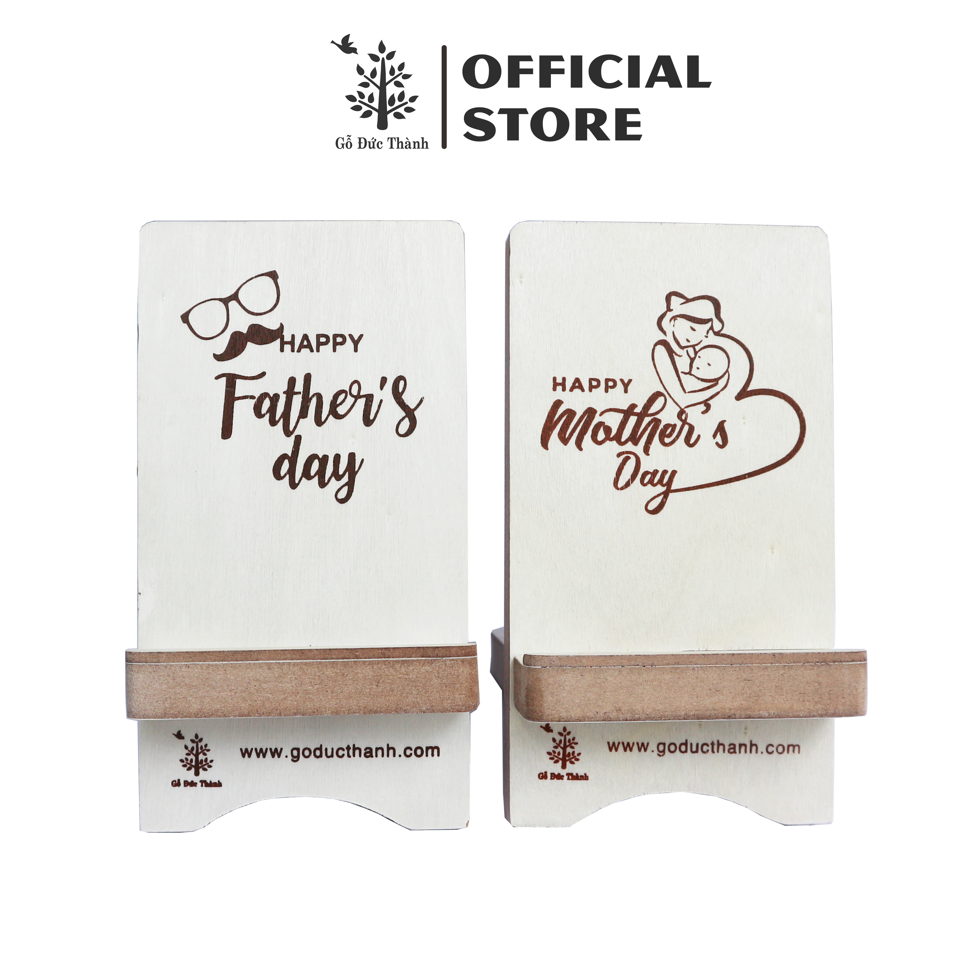 Giá để điện thoại để bàn bằng gỗ gấp gọn Đức Thành - Father day