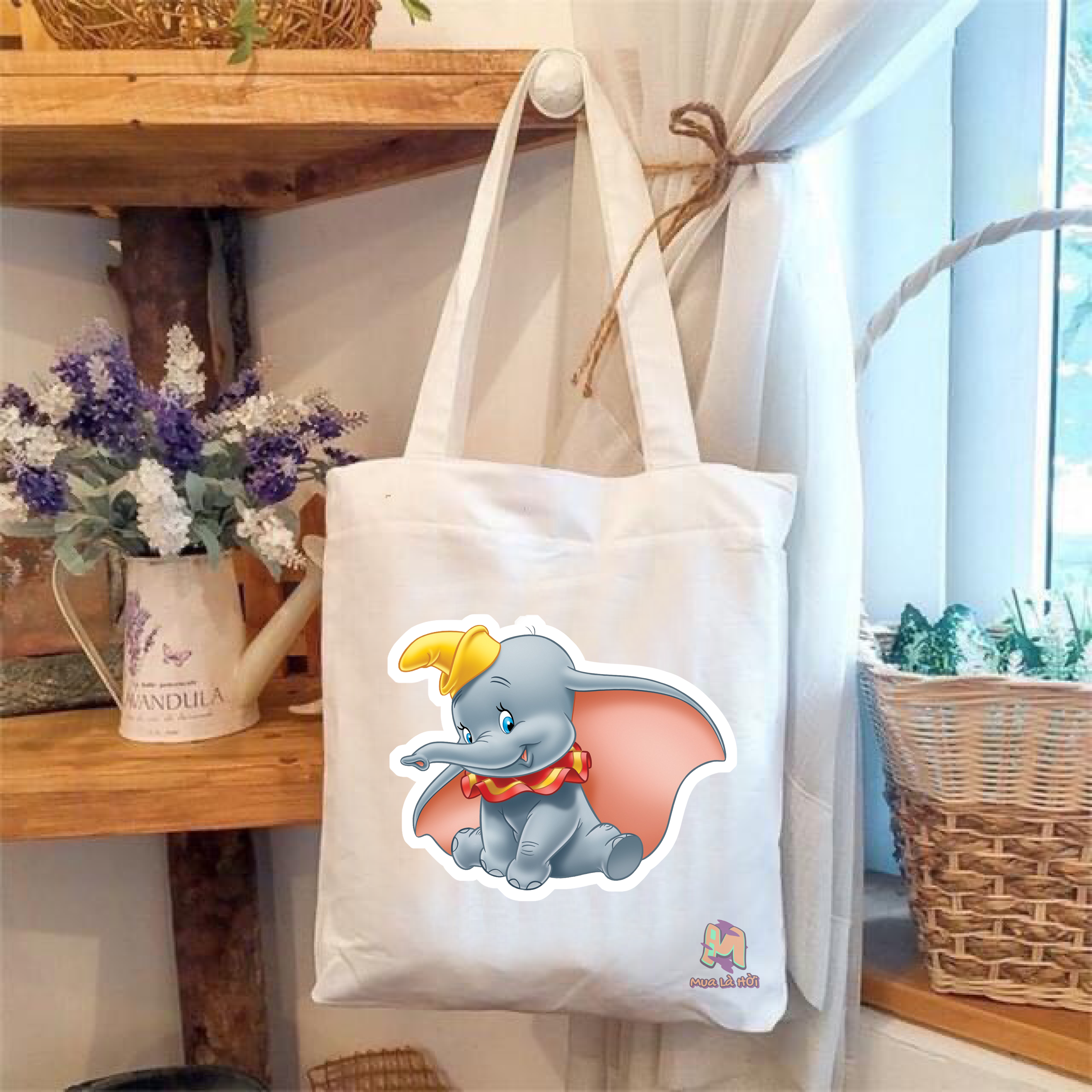 Túi Tote in hình chủ đề Chú voi biết bay (Dumbo)