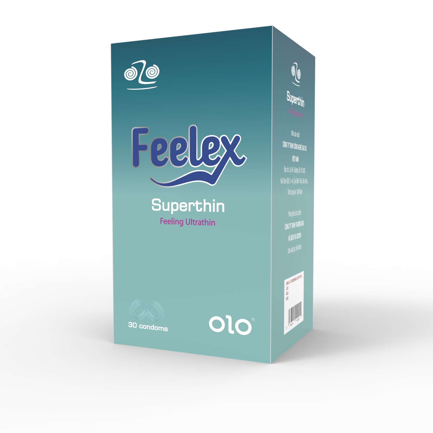 Bao cao su Feelex Superthin siêu mỏng, nhiều gel bôi trơn, hương thơm - Hộp 30bcs