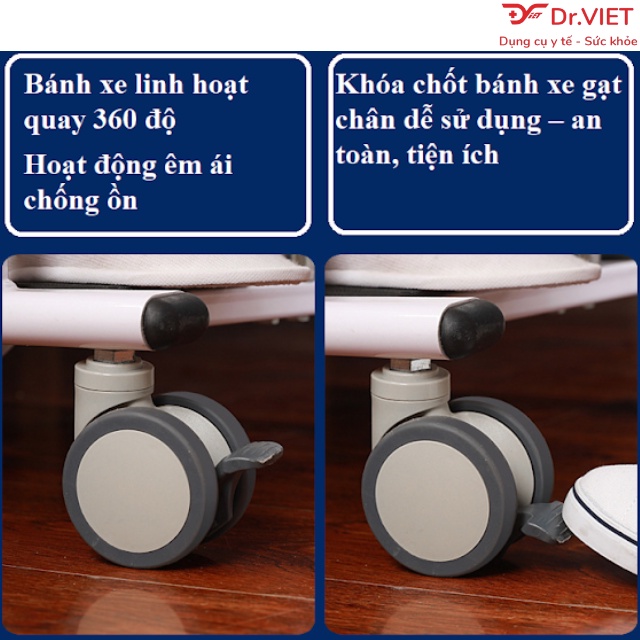 Xe di chuyển bệnh nhân LUCASS ECLIP X2 Chính hãng- Hỗ trợ việc đi lại cho người bệnh, có bô vệ sinh