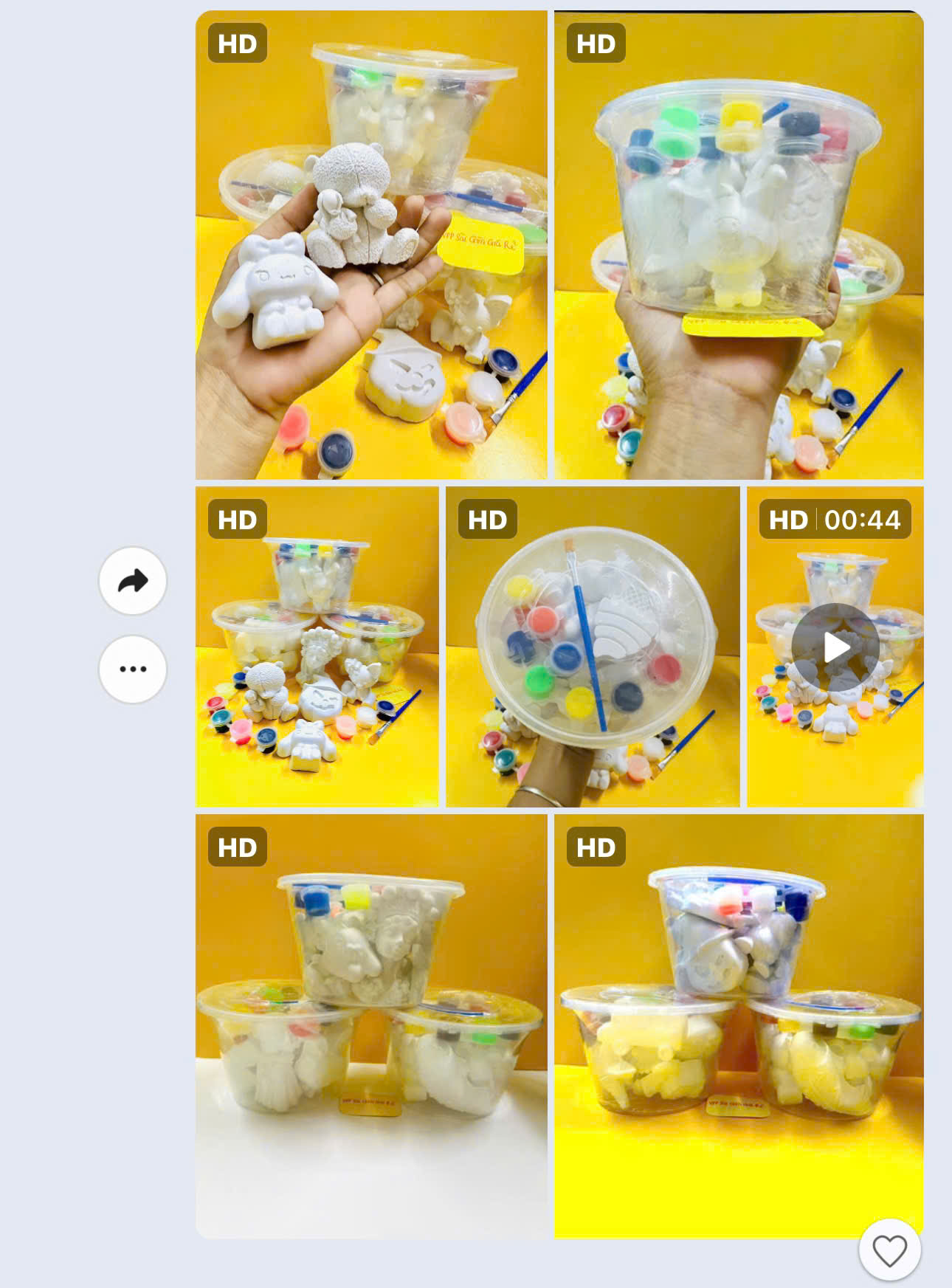 Sét Tô Tượng Thạch Cao Hộp 10 Con Nhiều Hình Dễ Thương Cho Bé Đã Bao Gồm Cọ Và Màu Nước, An Toàn Khi Sử Dụng
