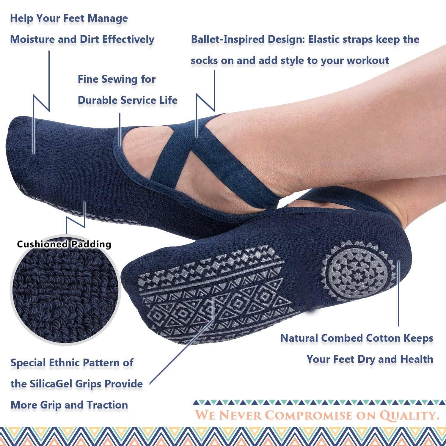 Vớ Yoga dành cho phụ nữ không trượt chống trượt Băng bông Vớ Lý tưởng năm ngón chân cho Pilates Pure Ballet Dance Bear Foot Workout Color: Red Size: EUR 35-40 US 4.5-8.5