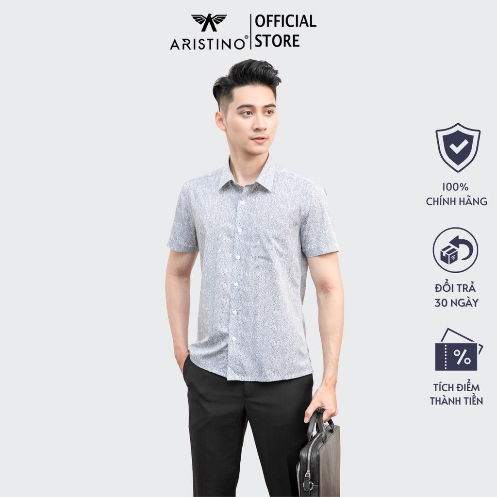 Áo sơ mi nam ngắn tay ARISTINO phom Perfect fit, họa tiết in tràn dây leo ấn tượng, thu hút - ASS099S1