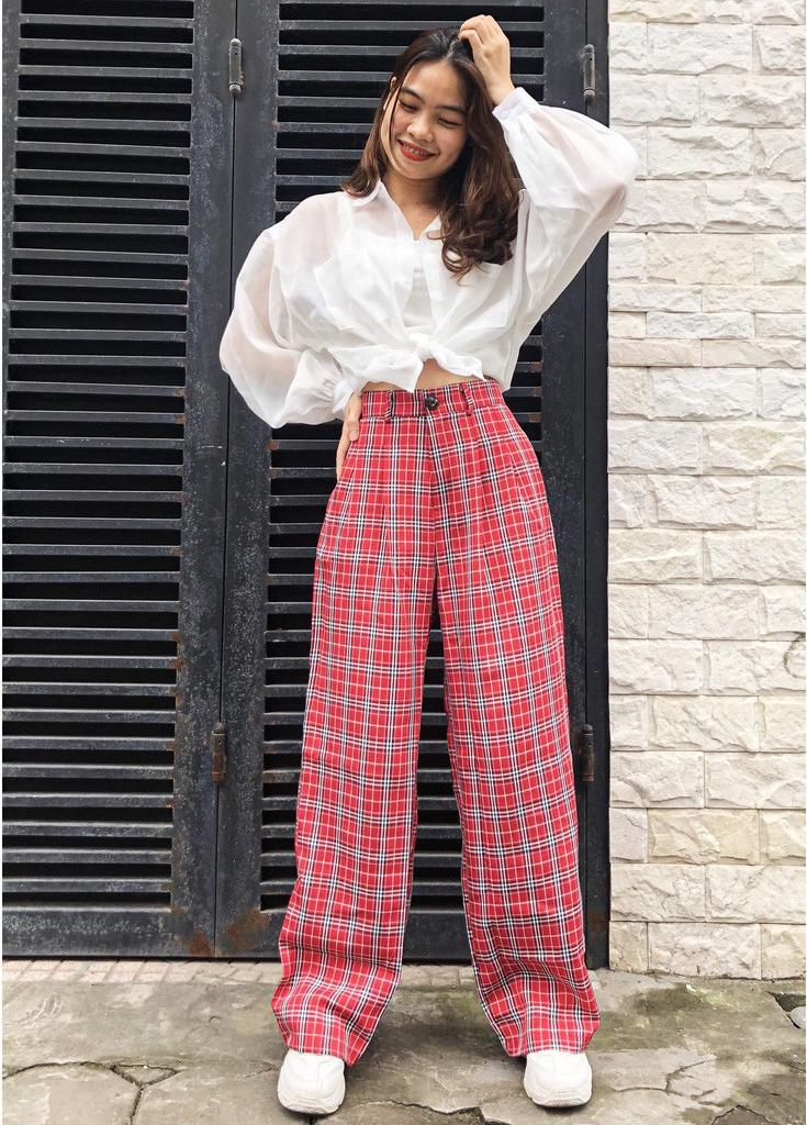 Quần Suông Nữ - Quần culottes kẻ caro HOT TRENT